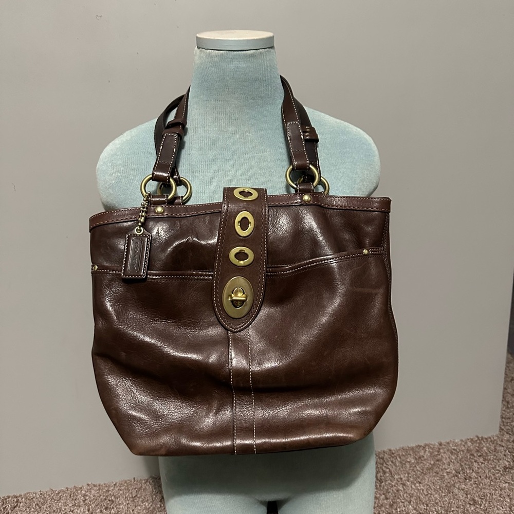 Coach Brown Leather Tote Bag